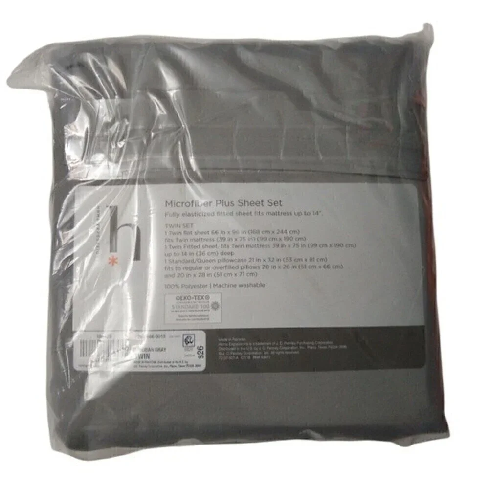 Home Expressions Microfiber Plus Sheets Set Siberian Gray Dorm Room Guest